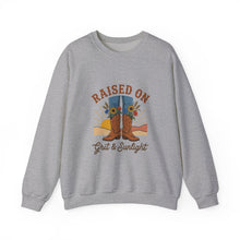 Load image into Gallery viewer, Raised on Grit &amp; Sunlight Sweatshirt | Western Cowgirl Ranch Rustic Prairie