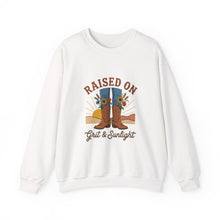 Load image into Gallery viewer, Raised on Grit &amp; Sunlight Sweatshirt | Western Cowgirl Ranch Rustic Prairie