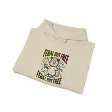 Load image into Gallery viewer, Feral But Free hoodie | feral, chaotic, quirky humor, millennial burnout