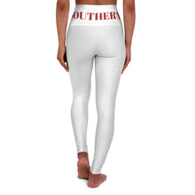 Load image into Gallery viewer, Yoga Leggings | Southern High-Waisted Yoga Leggings | White with Maroon Waistband
