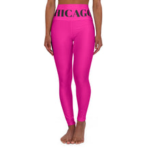 Load image into Gallery viewer, Yoga Leggings | Chicago | High-Waisted Pink with Black