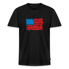 Load image into Gallery viewer, American Flag Melting | Masculine Cut V-Neck Tee - black