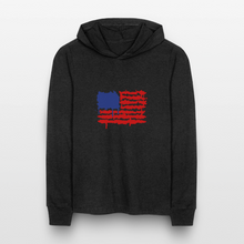 Load image into Gallery viewer, American Flag Melting | Unisex Long Sleeve Hoodie Shirt - heather black