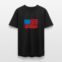 Load image into Gallery viewer, American Flag Melting | Masculine Cut V-Neck Tee - black