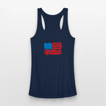 Load image into Gallery viewer, American Flag Melting | Feminine Cut Performance Racerback Tank Top - navy