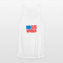 Load image into Gallery viewer, American Flag Melting | Feminine Cut Performance Racerback Tank Top - white