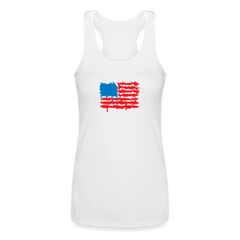 Load image into Gallery viewer, American Flag Melting | Feminine Cut Performance Racerback Tank Top - white