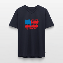 Load image into Gallery viewer, American Flag Melting | Masculine Cut V-Neck Tee - navy