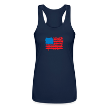 Load image into Gallery viewer, American Flag Melting | Feminine Cut Performance Racerback Tank Top - navy
