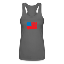 Load image into Gallery viewer, American Flag Melting | Feminine Cut Performance Racerback Tank Top - charcoal