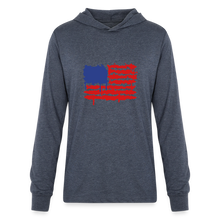 Load image into Gallery viewer, American Flag Melting | Unisex Long Sleeve Hoodie Shirt - heather navy
