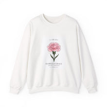 Load image into Gallery viewer, Pink Carnation Birth Flower Sweatshirt | Personalized Botanical Watercolor