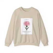 Load image into Gallery viewer, Pink Carnation Birth Flower Sweatshirt | Personalized Botanical Watercolor
