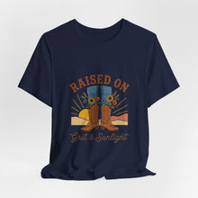 Load image into Gallery viewer, Raised On Grit &amp; Sunlight T-Shirt | Western cowgirl ranch vintage prairie