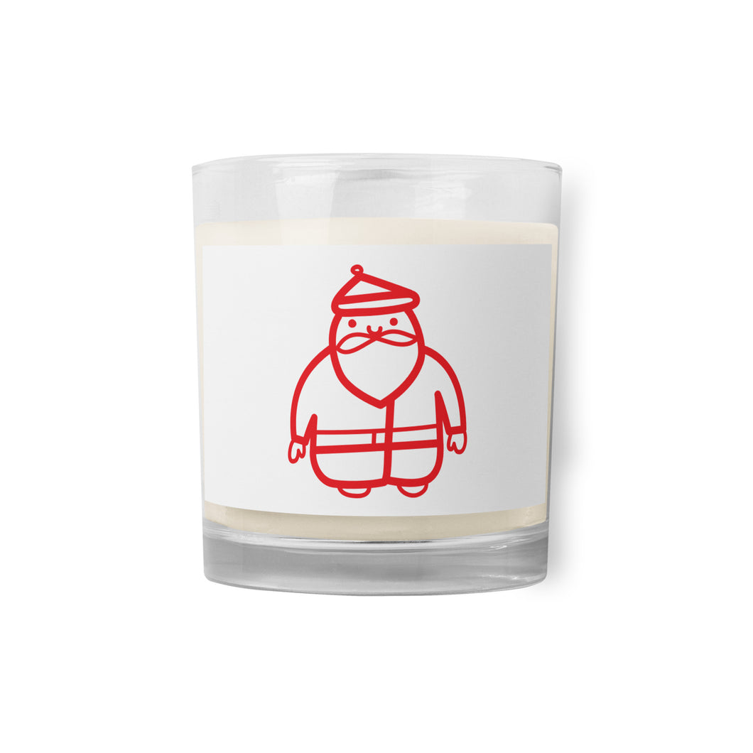 Red Santa Doodle Glass Jar Soy Wax Candle