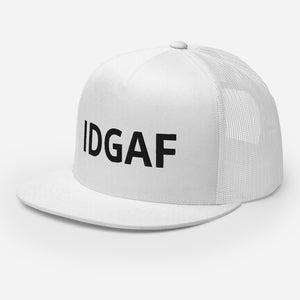 IDGAF Retro Trucker Hat [black embroidery]