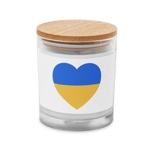 Stand With Ukraine Heart Glass Candle