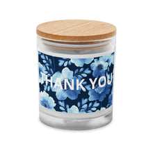 Load image into Gallery viewer, Thank You Blue Floral Glass Candle