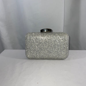 Designer Silver Sparkle Hard Case Clutch