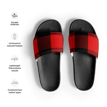 Load image into Gallery viewer, Red Plaid Men’s Slides