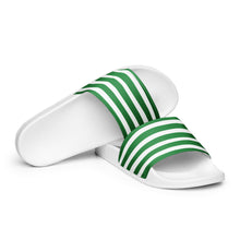 Load image into Gallery viewer, Green and White Striped Men’s Slides