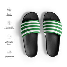 Load image into Gallery viewer, Green and White Striped Men’s Slides