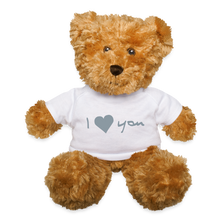 Load image into Gallery viewer, I Love You Metallic Silverr Teddy Bear - white