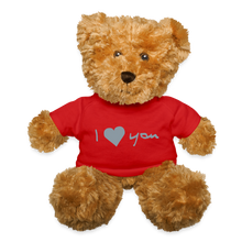 Load image into Gallery viewer, I Love You Metallic Silverr Teddy Bear - red