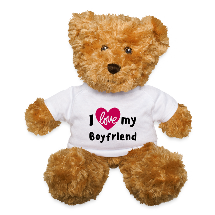 I Love My Boyfriend Teddy Bear - white