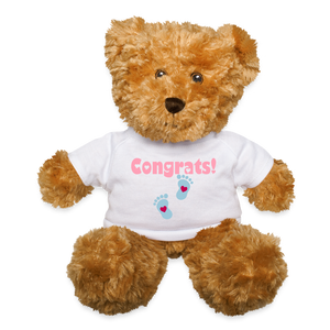 Congrats Baby Feet Teddy Bear - white
