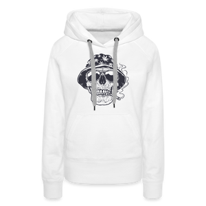 Stoner Skull Chicago (Sleeve Print) Women’s Premium Hoodie - white
