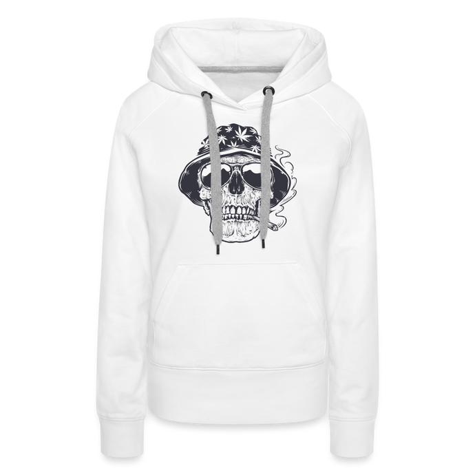 Stoner Skull Chicago (Sleeve Print) Women’s Premium Hoodie - white