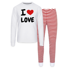 Load image into Gallery viewer, I Heart Love Unisex Pajama Set - white/red stripe