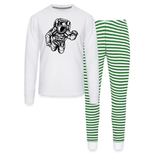 Load image into Gallery viewer, Space Man Unisex Pajama Set - white/green stripe
