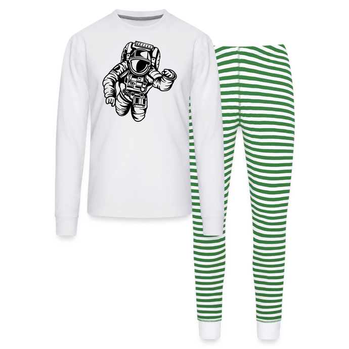 Space Man Unisex Pajama Set - white/green stripe