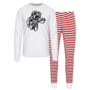 Space Man Unisex Pajama Set - white/red stripe