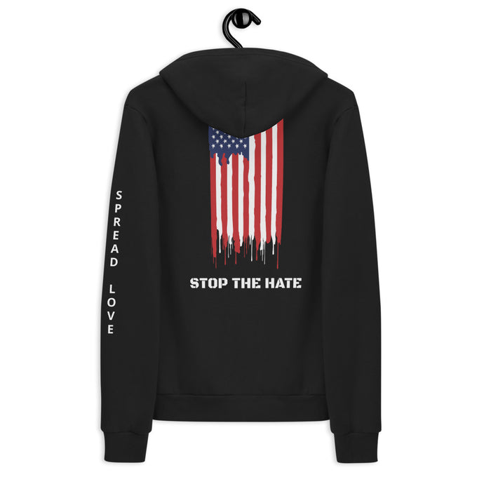 Spread Love [left sleeve] Stop the Hate [back print] Zip Hoodie
