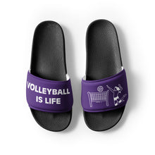Load image into Gallery viewer, Volleyball Is Life Purple Women&#39;s Slides