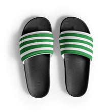 Load image into Gallery viewer, Green &amp; White Striped Women&#39;s Slides
