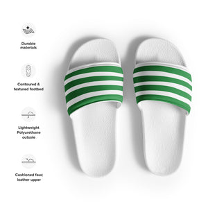 Green & White Striped Women's Slides